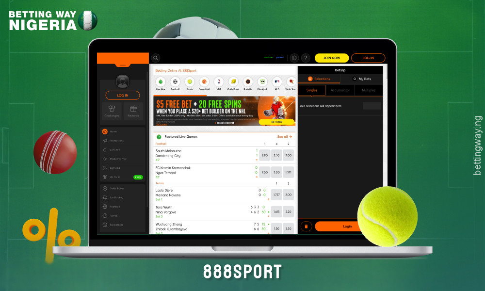 888Sport is a bookmaker with a rich selection of sports, low stake and lots of promotions for Nigerian players