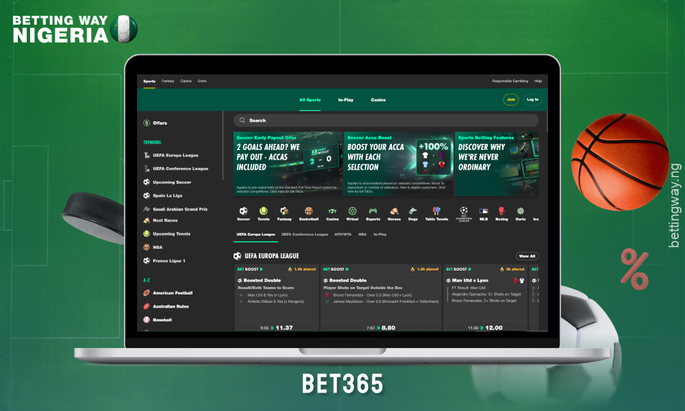 Bet365 offering live betting on more than 75 sports, with favourable odds and live streams