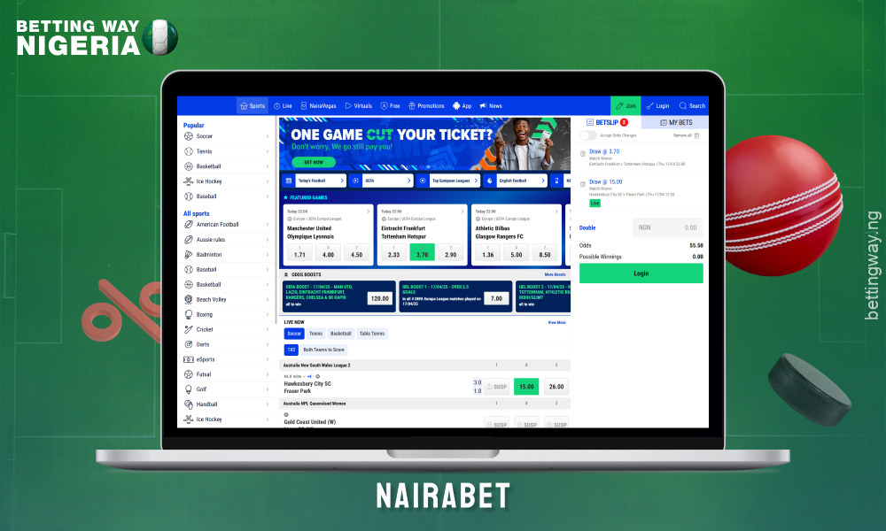 The Nairabet betting site is characterised by excellent odds, a wide selection of bets and generous promotions