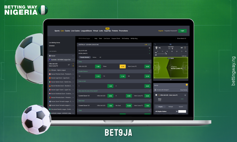 Bet9ja bookmaker offers football betting, live streaming and a welcome bonus for new players in Nigeria