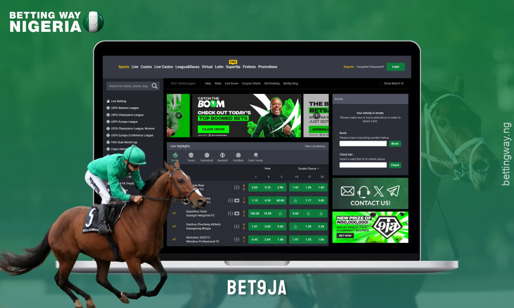 Bet9ja offers players in Nigeria reliable betting, weekly competitions with big prizes and live betting on horse racing and other sports