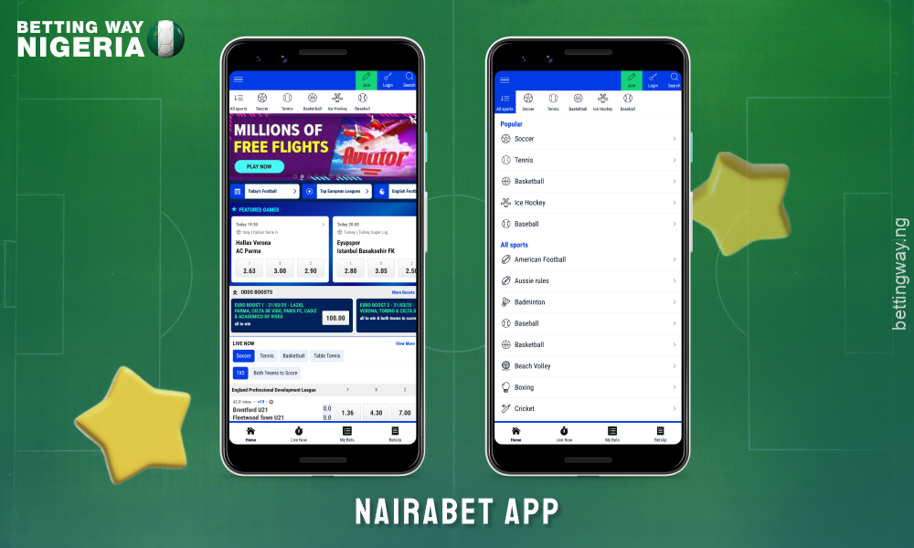 The Nairabet app is popular in Nigeria for football betting, easy payments and a no-risk bonus