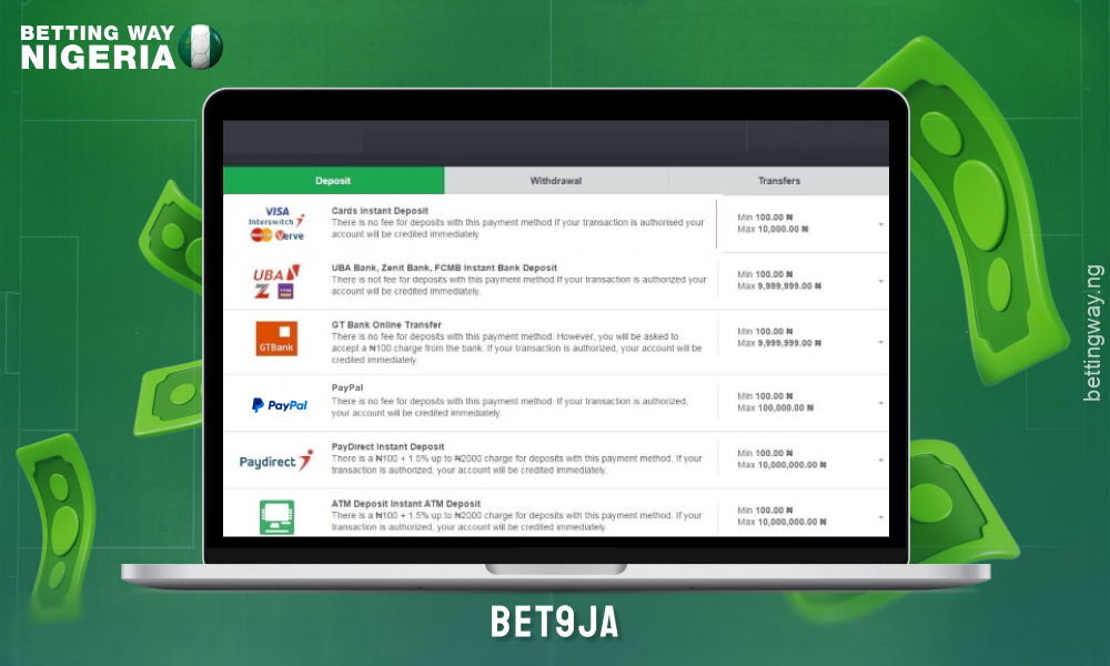 Players from Nigeria can fund their Bet9ja account using Airtime