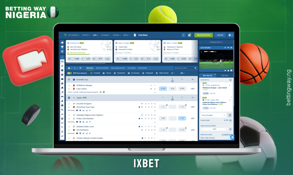 Bookmaker 1xBet in Nigeria offers live betting with a nice bonus and dynamic odds