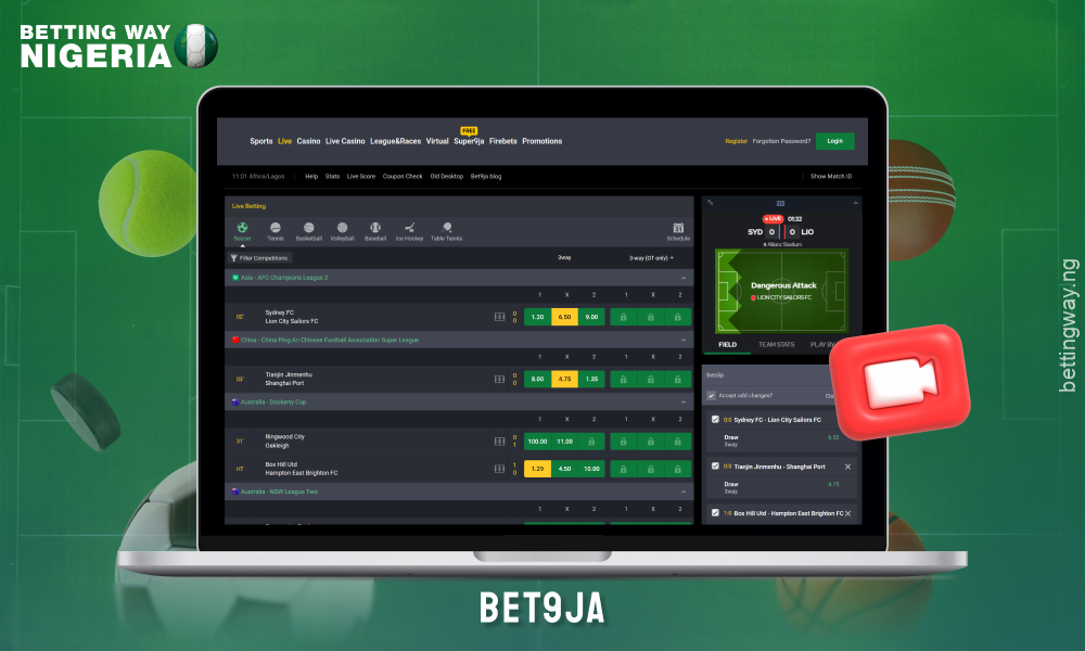 Bet9ja betting site offers live betting, statistics and early withdrawals