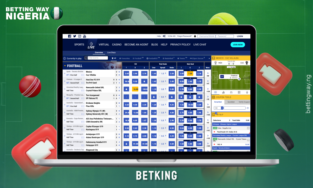 Betking bookmaker in Nigeria offers live betting with fast odds and a user-friendly mobile app