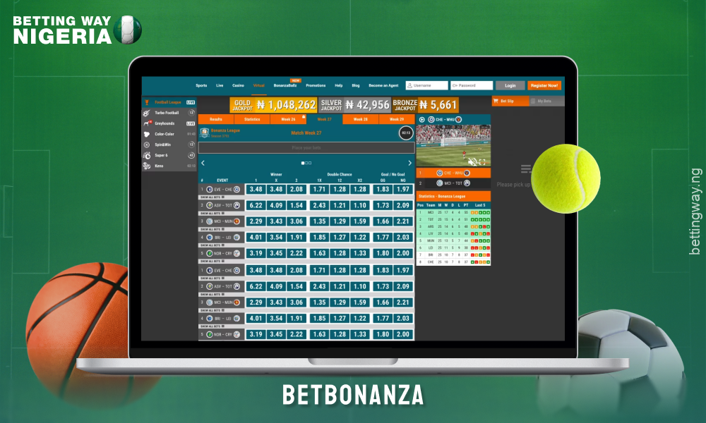 BetBonanza offers virtual sports betting, generous bonuses and a user-friendly interface for punters in Nigeria