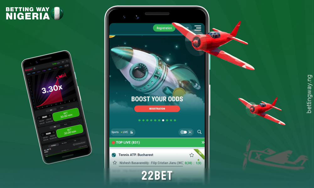 The 22bet app for Aviator in Nigeria offers a simple design, demo and real money play, and a wide range of sports betting options