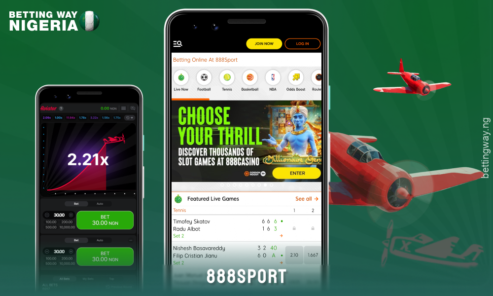 888Sport offers access to the Aviator game and betting on 30 sports via a handy Android and iOS app