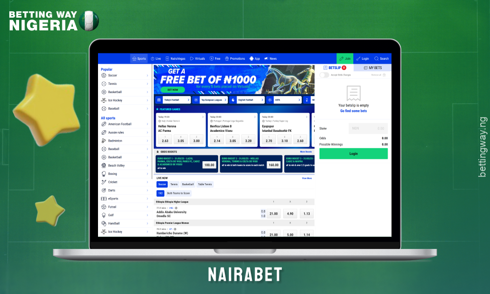 Nairabet is a reliable betting site in Nigeria with a wide range of sports to bet on, convenient deposit methods and nice bonuses