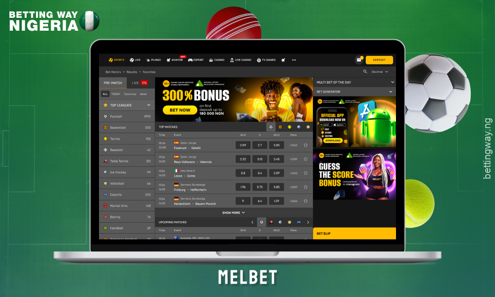 Melbet Nigeria offers over 40 sports to bet on, a welcome bonus and convenient payment options