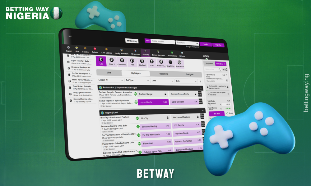 Betting site Betway offers betting on 13 cyber sports games with bonuses and live streaming
