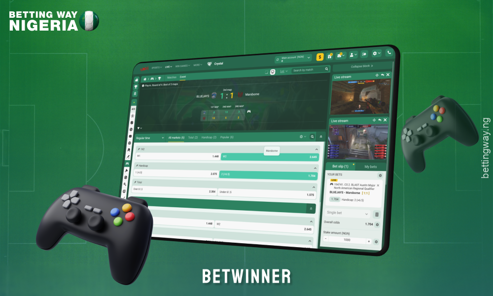 Betwinner offers Nigerian players betting on 16 esports games with a lucrative welcome bonus