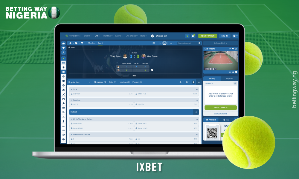 1xBet in Nigeria offers high odds and a wide range of tennis betting options, including combo bets