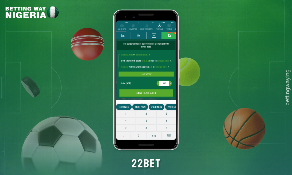 The 22Bet app allows you to bet in real time, use Bet Builder and keep track of stats