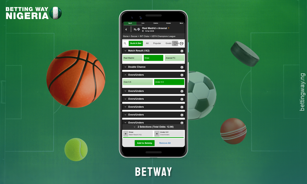 The Betway app offers 1000+ events daily, one-click bet constructor and notifications