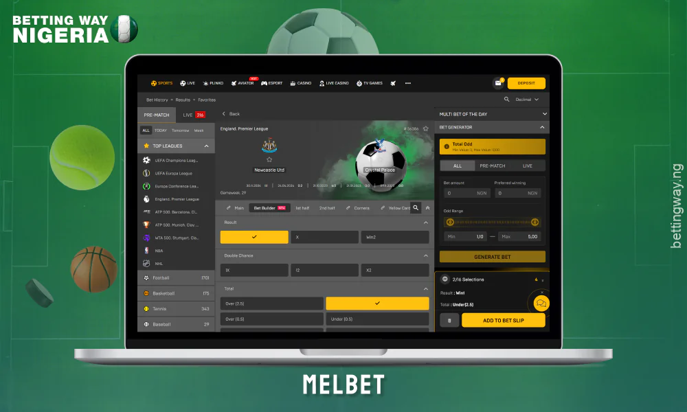 Bookmaker Melbet offers players in Nigeria a betting constructor, hundreds of events and bets with increased odds