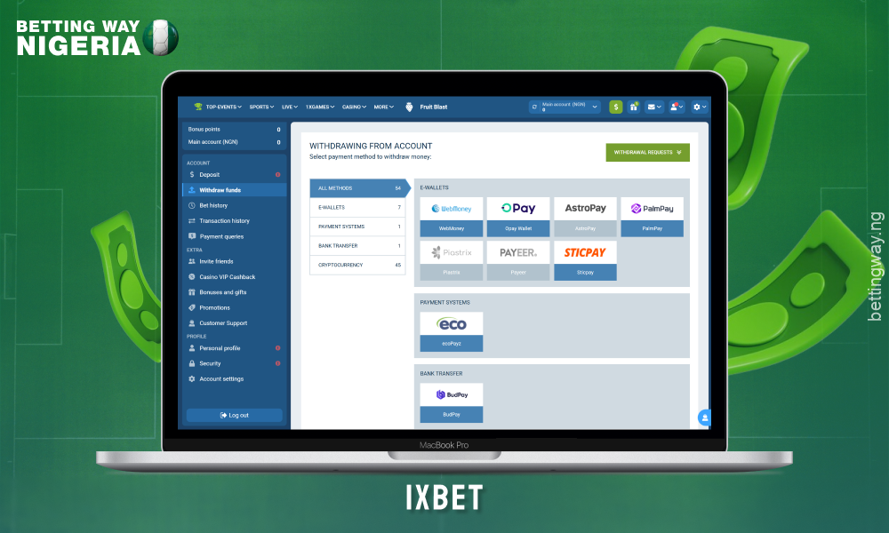 1xBet offers partial and full withdrawals to players in Nigeria