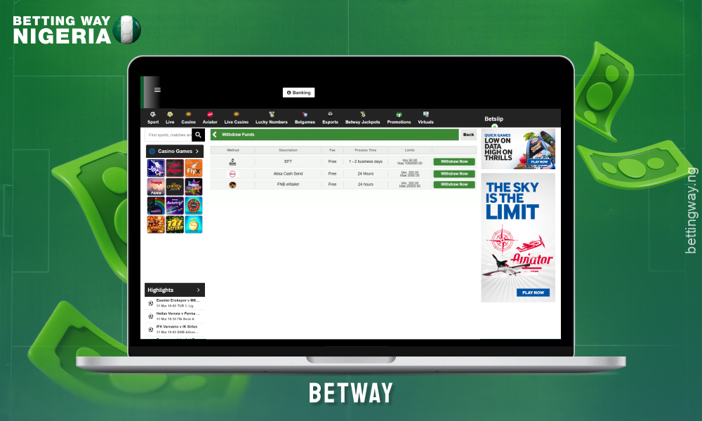 Betway Nigeria offers real-time withdrawals and in-play betting with a mobile-friendly interface