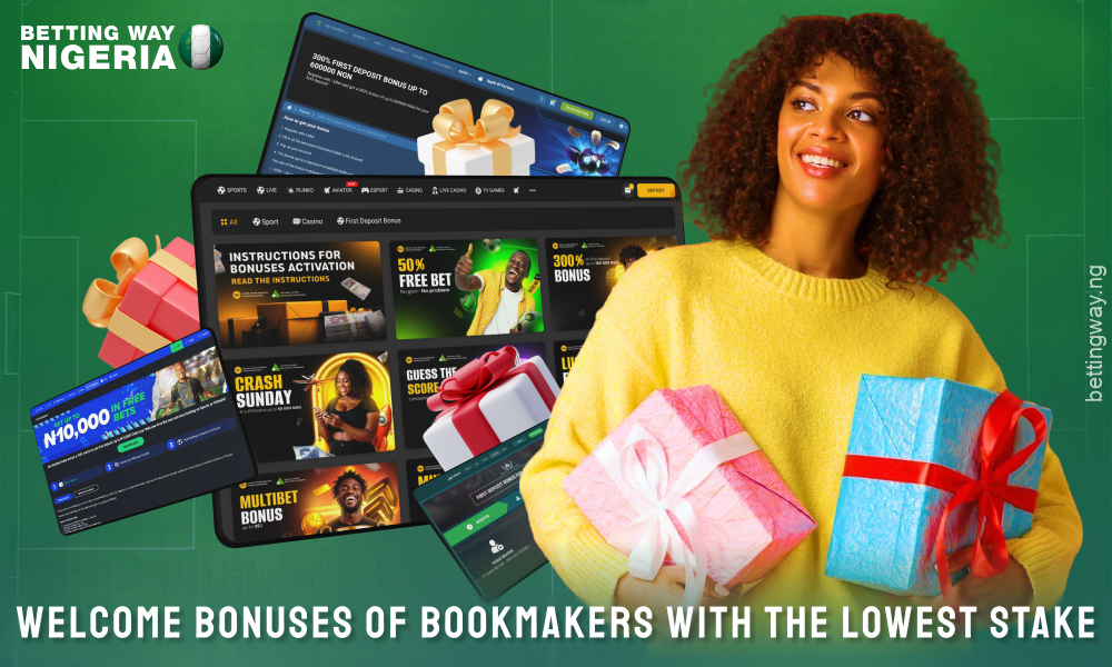 Low stakes bookmakers welcome bonuses in Nigeria offer new players free bets and other perks for registering and making a deposit