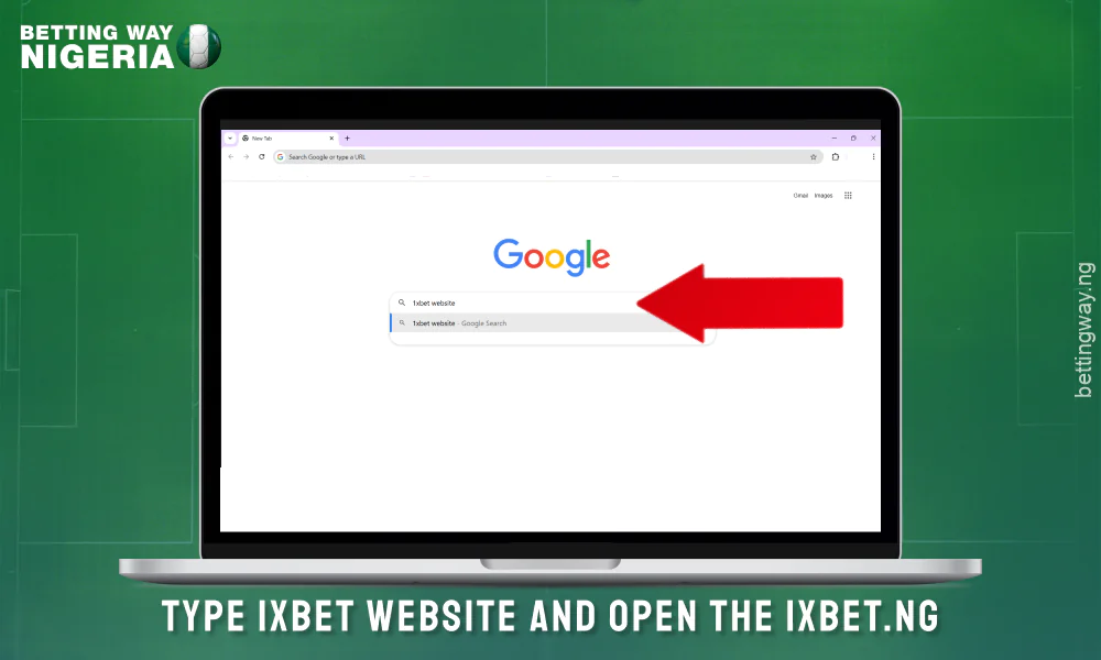 Go to the 1xbet website to register