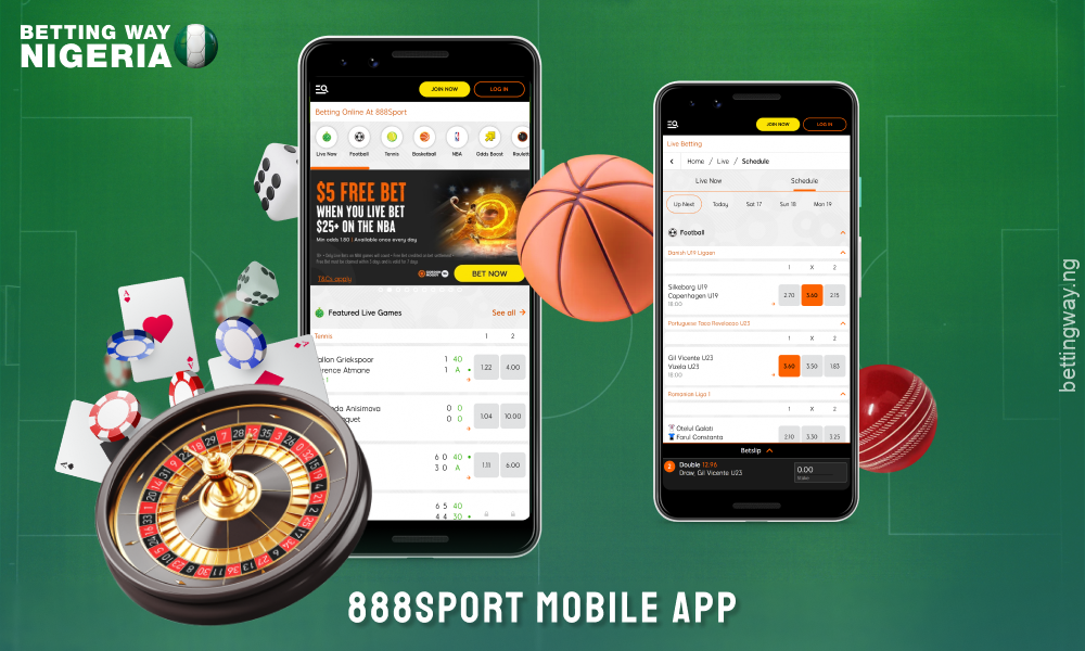 888Sport mobile app for iOS and Android with easy navigation, live sports betting and casino games