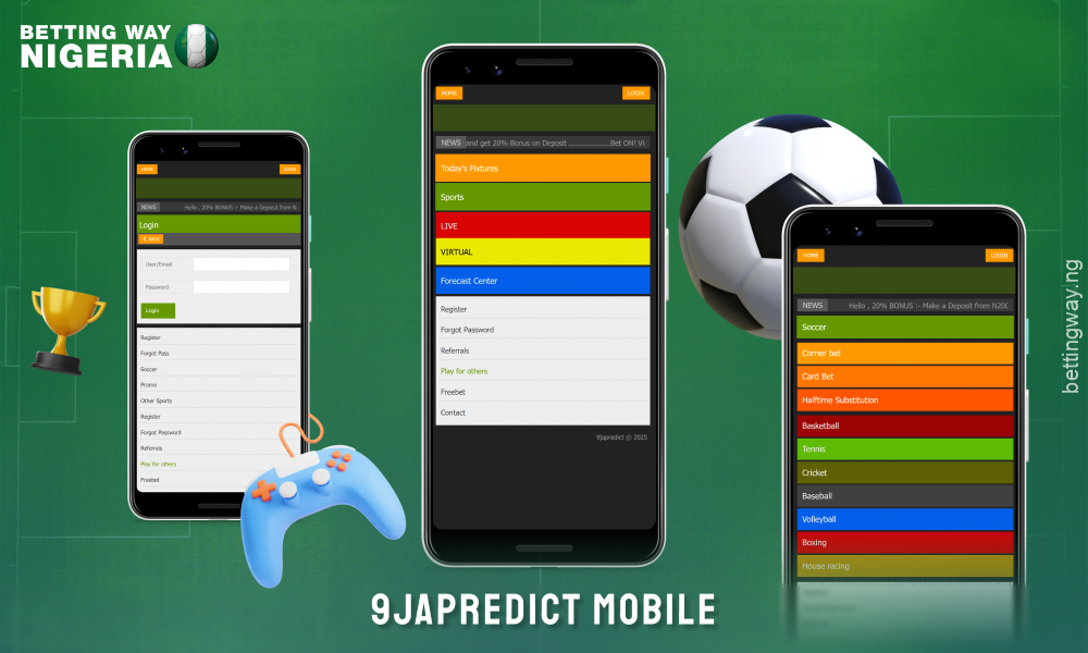 The mobile version of 9japredict allows you to bet and manage your account from any smartphone or tablet as conveniently as on a computer