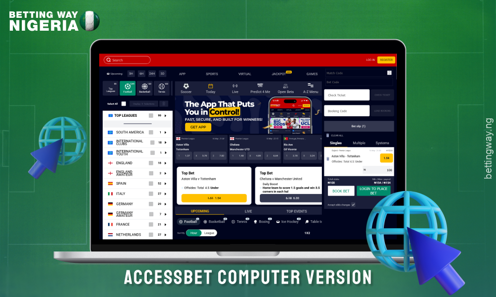 The computer version of the Accessbet betting site is simple and functional, with easy access to all the key sections for betting, casino and statistics.