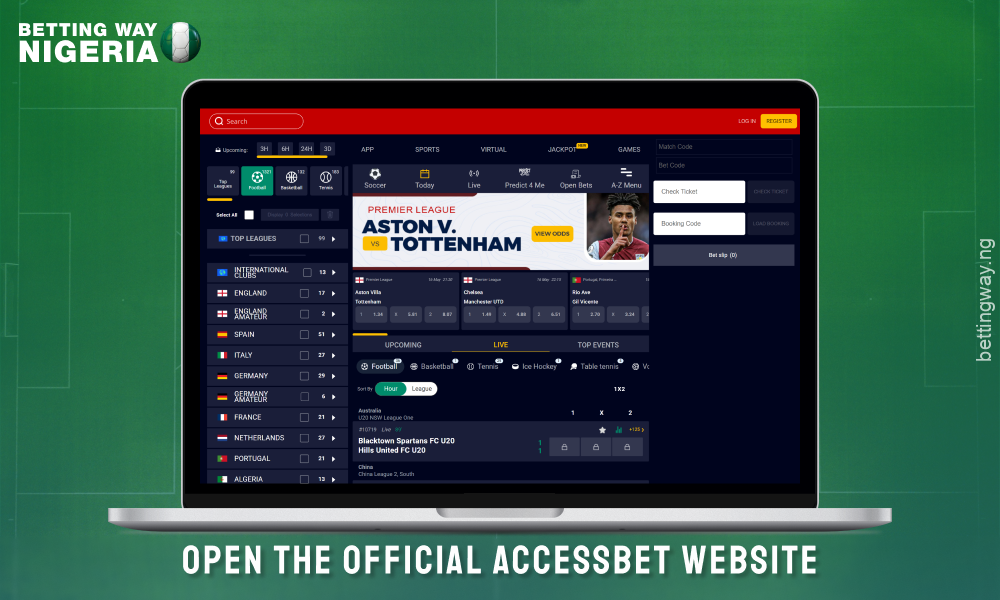 Visit Accessbet Nigeria website to create an account