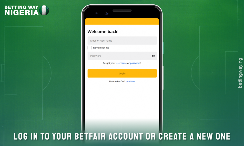 Login to betfair Nigeria to download the mobile app for Android