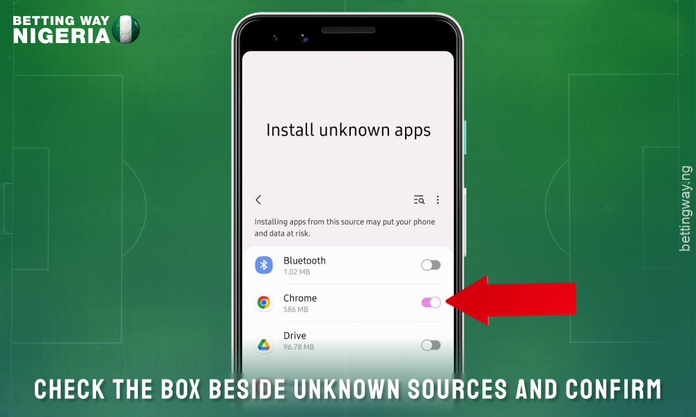 Allow installation from unknown sources to download betfair mobile app for Android