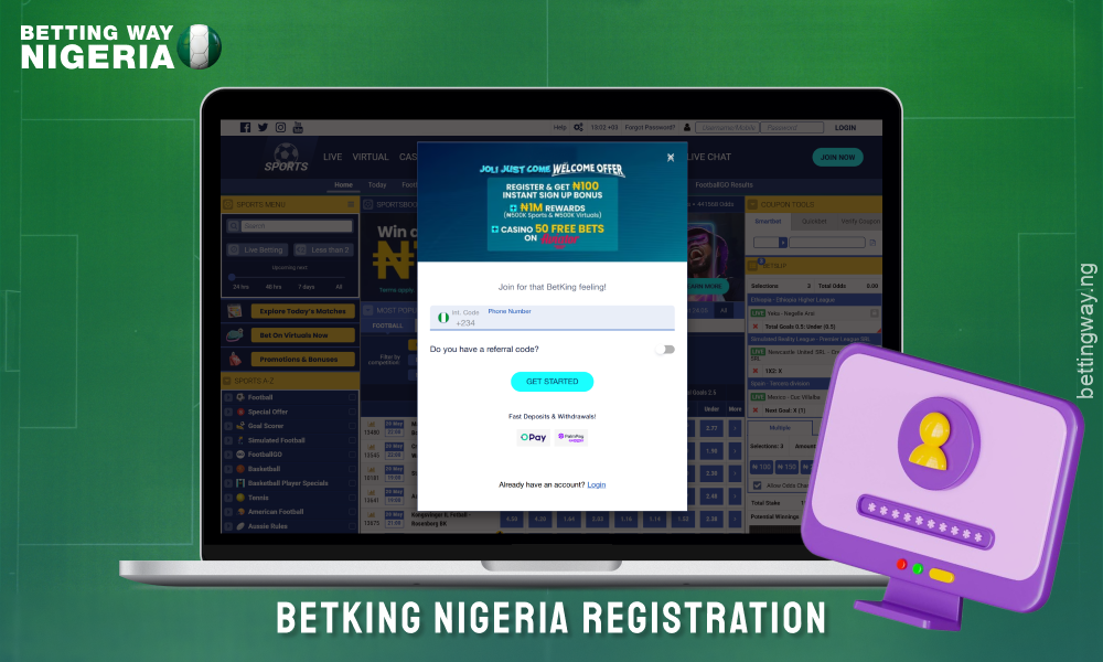 To register with BetKing Nigeria, fill in the form with your personal details