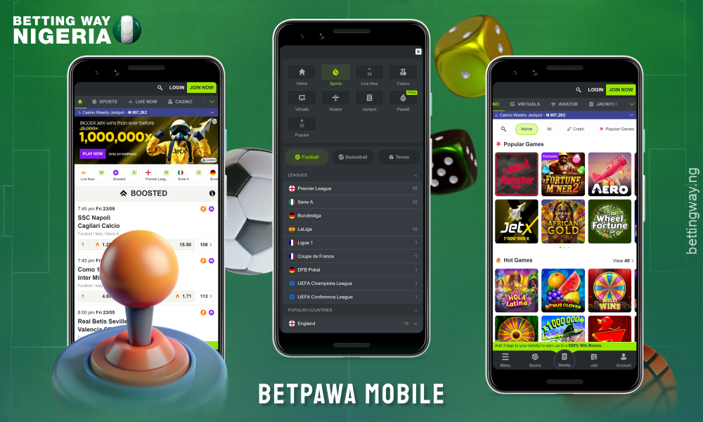 The mobile version of betPawa is adaptive and allows users to register, bet, manage their account and get support directly from their browser on smartphones and tablets