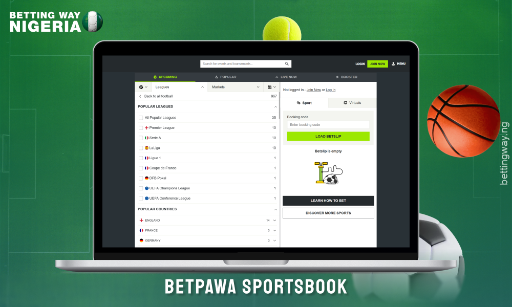 The betPawa Nigeria bookmaker offers a large selection of sports and events to bet on with many options