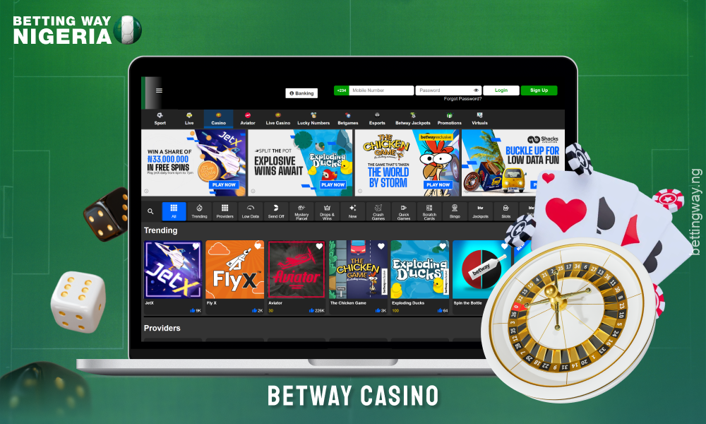 Betway Nigeria offers over 500 casino games, including slots and jackpots, as well as welcome bonuses and promotions for players
