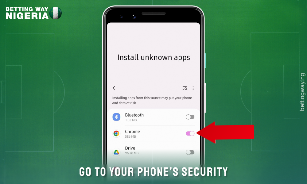 Change security settings to download 22bet mobile app for Android