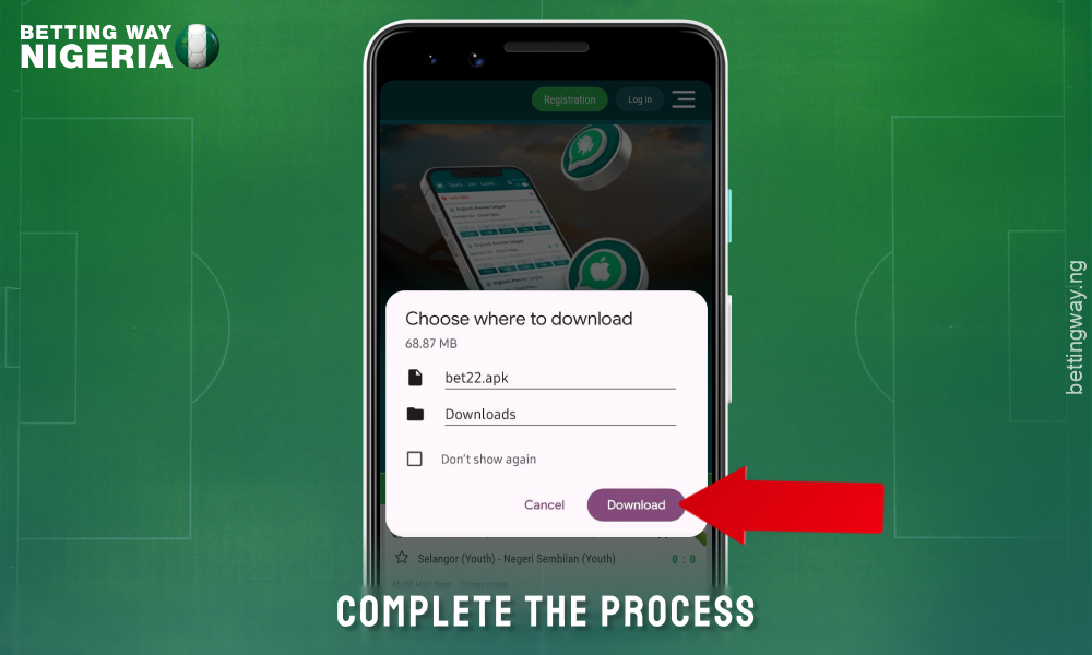 Download the 22bet mobile app for Android by clicking the Download button