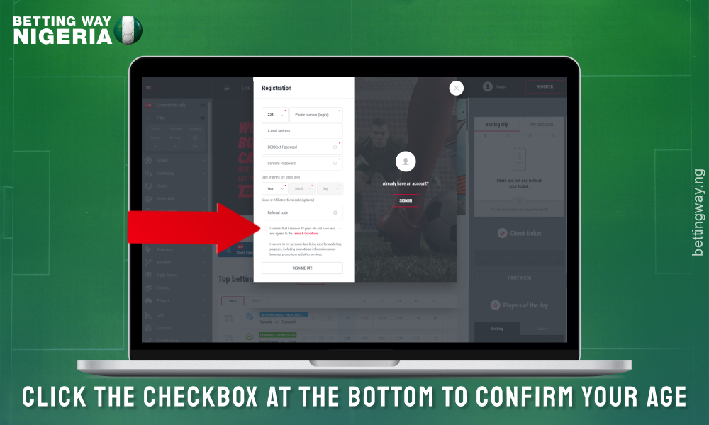 Please confirm your age to register on DOXXbet