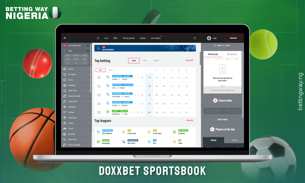 DOXXbet Nigeria offers a wide range of sports for betting and attractive odds for Nigerian players