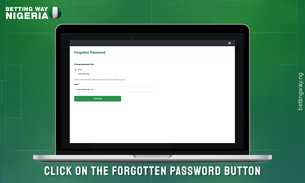 If you forgot your bet9ja Nigeria login password, click on the password recovery button