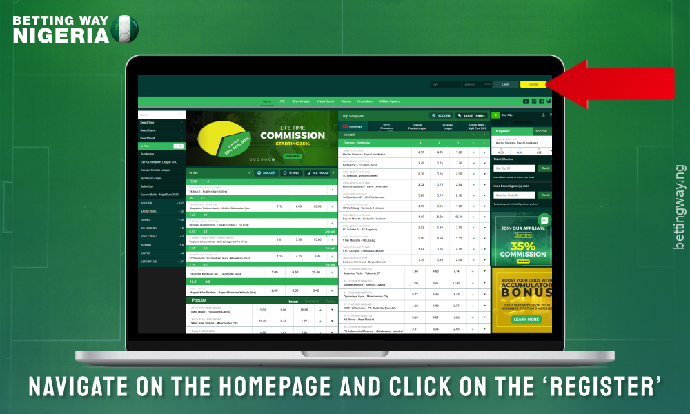 Find the register button and click on it to create an account on Lionsbet