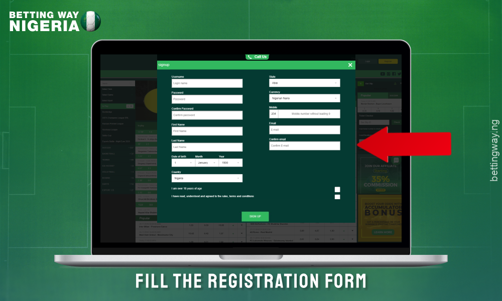 Enter your details in the registration form to create an account on Lionsbet