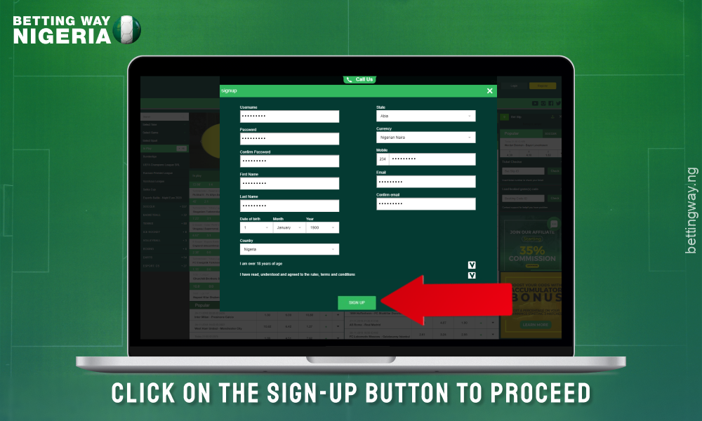 Click on the Register button after filling out the form and create an account on Lionsbet