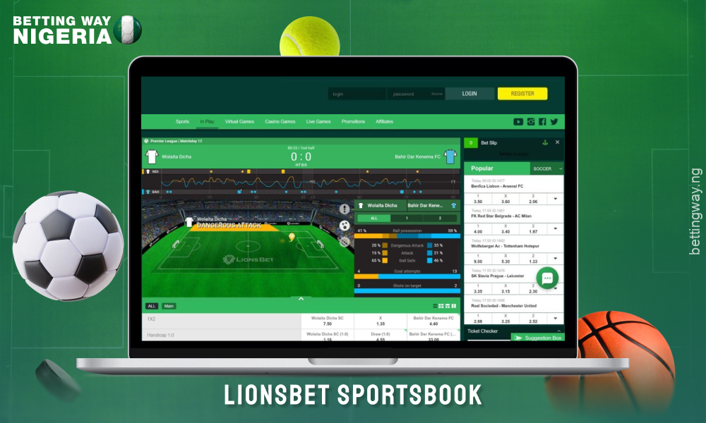 Lionsbet offers Nigerian players a wide selection of sports and betting on the world's top tournaments including soccer, basketball, tennis and cyber sports