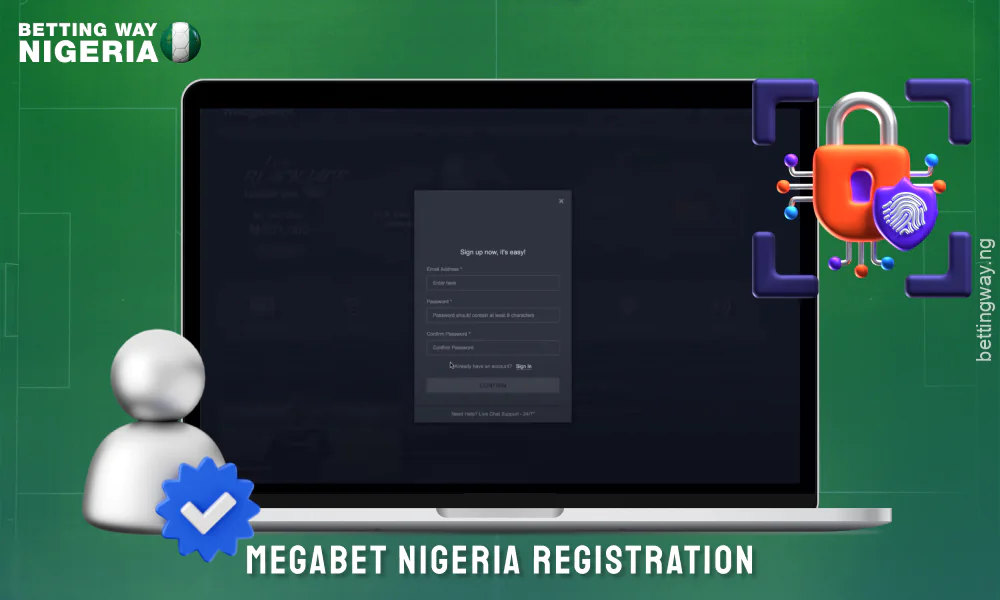 To register on MegaBet Nigeria bettors just need to click Register and fill out the form