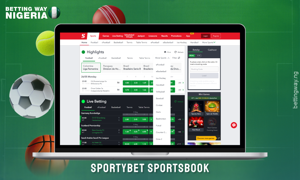 The SportyBet betting platform in Nigeria offers a wide range of sports to bet on, including cyber sports