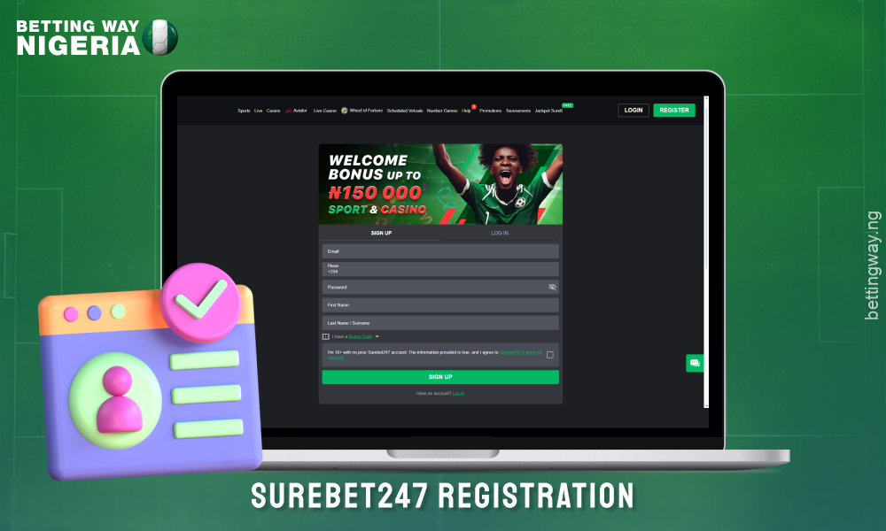 Signing up for Surebet247 is simple and requires entering personal details to create a profile