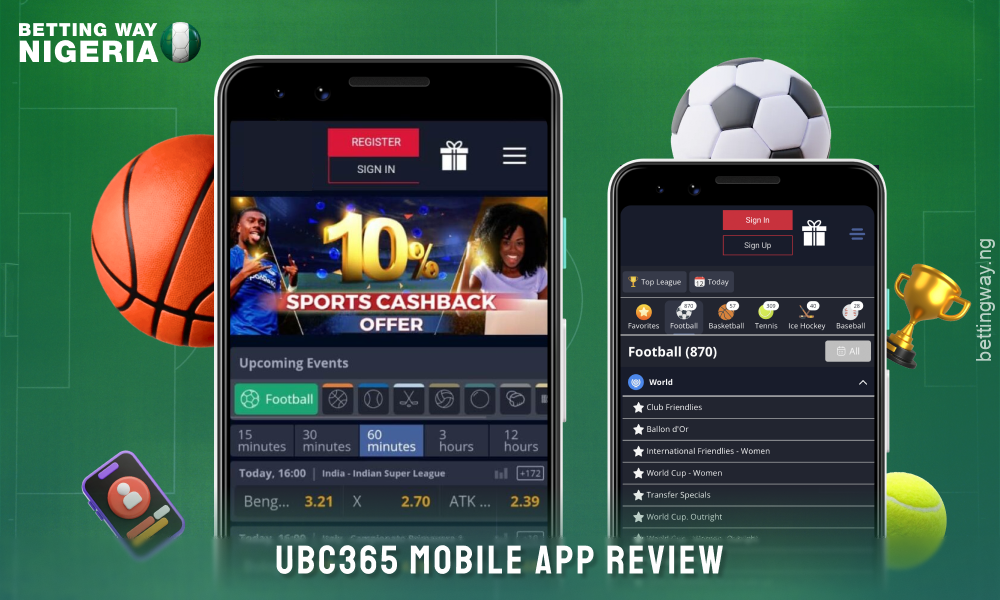 The UBC365 mobile app allows Nigerian players to place sports bets and play casino games on mobile devices