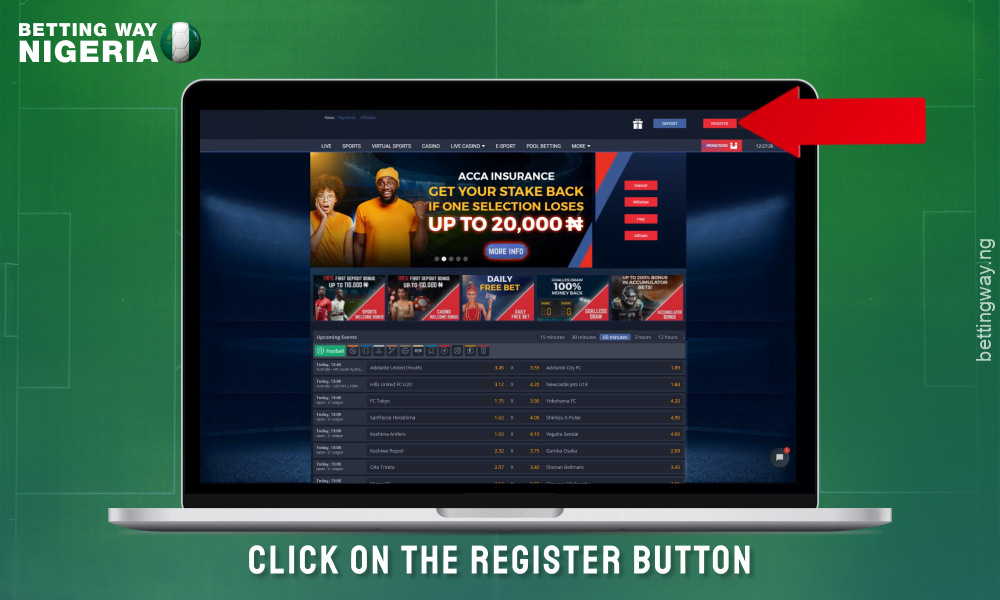 To create an account on the UBC365 Nigeria website, click the Register button