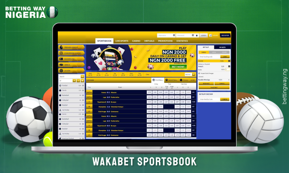 WakaBet Nigeria offers lucrative sports betting, casino and virtual games with a user-friendly menu for easy access to all sections